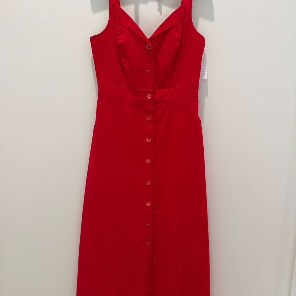 Equipment Red Sleeveless Sweetheart Midi Dress NWT